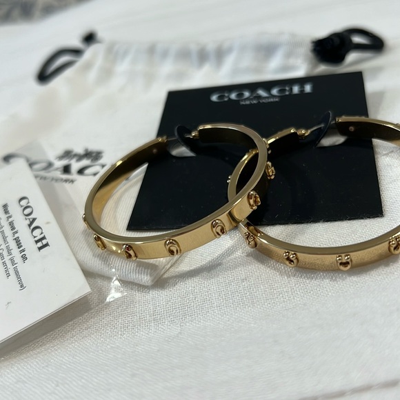 Coach Gold Studded Hoop Earrings - Picture 3 of 10